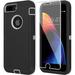 Compitable with iPhone 8 Plus Case iPhone 7 Plus Case + Tempered Glass Screen Protector Heavy Duty Protection Phone Case for iPhone 8 Plus & 7 Plus (Black Grey iPhone 8/7 Plus)