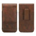 Phone Belt Holder Case for 6.3-6.5 Cell Phones Vertical Grain Leather Phone Belt Pouch Dark Brown