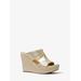 Michael Kors Bradley Metallic Canvas Wedge Sandal Gold 8.5