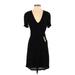 Roberto Cavalli Casual Dress - A-Line Plunge Short sleeves: Black Print Dresses - Women's Size 40