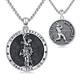 St Sebastian Necklace for Men Women 925 Sterling Silver Saint Sebastian Baseball Medal Pendant Necklace Athletes Protection Medallion Necklace Catholic Jewellery Gifts with 22" Chain