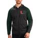 Men's G-III Sports by Carl Banks Black Miami Hurricanes Neutral Zone Raglan Full-Zip Track Jacket Hoodie