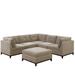 Brown Sectional - Latitude Run® 134" Wide Chenille Reversible Modular Sofa & Chaise w/ Ottoman Chenille, Linen | 35 H x 104 W x 104 D in | Wayfair