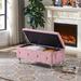 Flip Top Entryway Bench Seat with Safety Hinge Storage Chest and Velvet Upholstered Storage Bench with Button