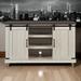 Light Gray Up to 55" Classic Farmhouse TV Stand with Sliding Doors and Open Storage Space