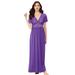 Plus Size Women's Long Lace Top Stretch Knit Gown by Amoureuse in Plum Burst (Size 2X)