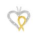 Women's Silver Two Toned Diamond Accent Heart-Ribbon Pendant Necklace by Haus of Brilliance in Silver Gold