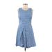 Gap Casual Dress - A-Line Scoop Neck Sleeveless: Blue Print Dresses - Women's Size 8