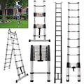 3.5M/20.3FT Telescopic Ladder Multi-Purpose Aluminium Portable Telescoping Ladder, Portable Loft Straight Ladders for RV, Attic, Home and Outdoor Work