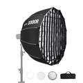 Parabolic Softbox, COLBOR BP65 65cm/25.5inch Quick Set up Quick Release Parabolic Softbox with Diffusers Honeycomb Grid for COLBOR CL60/CL100X/CL100 Series and Other Bowens Mount Light