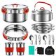 MOUFIER Camping Cookware Kit,304 Stainless Steel Camping Cooking Set,Camping Pot and Pan Set With Kettle Cups Plates Forks Knives Spoons for Camping Outdoor Hiking Picnic RVs for 2 People