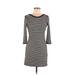 Express Casual Dress - Sheath Scoop Neck 3/4 sleeves: Black Print Dresses - Women's Size Small