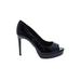 Jessica Simpson Heels: Pumps Platform Cocktail Party Black Print Shoes - Women's Size 9 - Peep Toe