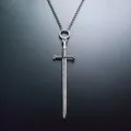 Grand collier épée de couleur argent collier gothique Wicca bijoux païens collier de guerrier