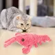 Jouet interactif électrique pour chat poisson-disquette en forme de crevette en mouvement