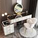 Everly Quinn Flavel Makeup Vanity w/ Wireless Charging Station, Bluetooth Speaker, Dressing Table Mirror(39.4inch) Wood in Brown/White | Wayfair