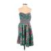 Elizabeth and James Cocktail Dress: Teal Floral Dresses - Women's Size 2