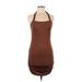 Shein Cocktail Dress - Bodycon: Brown Solid Dresses - Women's Size 6
