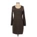 Ann Taylor LOFT Casual Dress - Sheath Scoop Neck 3/4 sleeves: Brown Color Block Dresses - Women's Size Small Petite