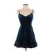 Xtraordinary Casual Dress - A-Line V Neck Sleeveless: Blue Print Dresses - Women's Size 0