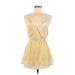 Dance & Marvel Casual Dress - Mini Plunge Sleeveless: Yellow Paisley Dresses - Women's Size Small - Print Wash