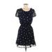 Mimi Chica Casual Dress - Mini Scoop Neck Short sleeves: Blue Dresses - Women's Size Medium
