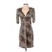 Nanette Lepore Casual Dress - Wrap: Brown Leopard Print Dresses - Women's Size 4