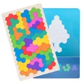 Blocs à motifs en bois tangram éducatifs Puzzle Montessori hexagone blocs de forme famille