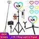 10 Inch Dimmable RGB LED Selfie Ring Light Heart Photo Ring Lamp Photo Lighting With Tripod For