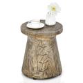 Costway Weather Resident Rock End Table with Wood Grain for Living Room