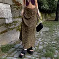 Women's Vintage Floral Printed Skirt Summer Boho Low Waist Holidy Beach Long Pencil Skirt Grunge