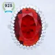 925 Sterling Silver Ring Oval Red Ruby Cubic Zirconia Large Main Stone White Crystal Ring for Women