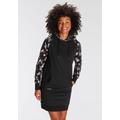 Sweatkleid KANGAROOS, Damen, Gr. 32 (XS), N-Gr, schwarz, angeraute Sweatware, Obermaterial: 80% Baumwolle, 20% Polyester, unifarben mit Farbeinsatz, geblümt, bedruckt, kontrastfarbene Details, casual, figurumspielend mini, Langarm Rippbündchen,...