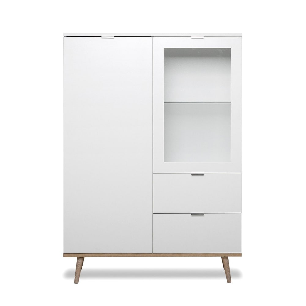 Vaisselier avec 2 portes 2 tiroirs H140 x L100 cm - Blanc