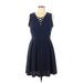 White Mark Casual Dress - A-Line: Blue Solid Dresses - Women's Size Large