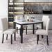 High-Quality Faux Marble 5-Piece Dining Set with Thicken Cushion Chairs