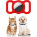 AirTag Dog Collar Pet AirTag Holder Compatible Apple airtags Case Cover Silicone Protective Case Lightweight Soft Anti-Scratch Anti-Lost(Red-2 Pack)