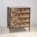 Rustic Brown Wood 4 Drawer Dresser, Sturdy Steel Frame, Clothes Organizer