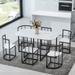 Modern 7-Piece Dining Table Set with Faux Marble Compact 55Inch Kitchen Table Set for 6
