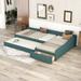 L Shaped Twin Daybed with Trundle, Upholstered Daybed with Storage Drawer, Double Twin Size Floor Platform Bed for Bedroom