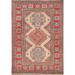 Geometric Kazak Accent Rug Handmade Oriental Beige Wool Carpet - 2'9"x 4'0"