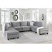 U-Shape Velvet Sectional Sofa, Modular Sectional Sofa with 2 Corner Chairs, 2 Ottomans, 4 Armless Chairs and 2 Accent Pillows