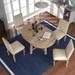 Extendable Farmhouse 5-Piece Wood Dining Table Set with Upholstered Chairs