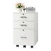 Gzxs 3 Drawer Mobile File Cabinet with Lock Pre-Assembled Wooden Under Desk Corner Filing Cabinets for Home Office (White)
