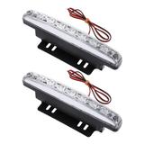 One Pair 12V Waterproof High Power LED Lights Car Daytime Running Lights 8 LED DRL Daylight Driving Lamps for Car (White Light)