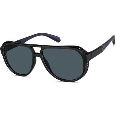 Zenni Men's Aviator Rx Sunglasses Black Plastic Full Rim Frame
