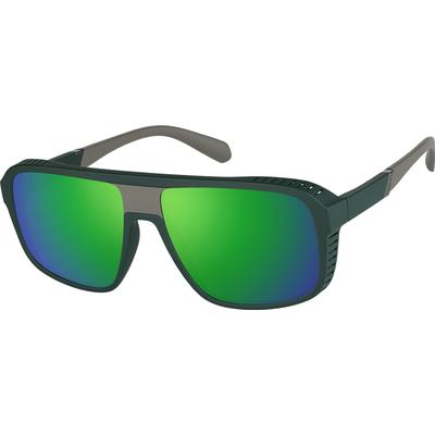 Zenni Men's Square Rx Sunglasses Olive Plastic Full Rim Frame