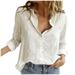 knqrhpse Long Sleeve Shirts For Women Womens Tops Fashion Women s Loose Button Solid Lapel Long Sleeves T-shirt Blouse Tops Hoodies For Women White 4XL
