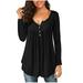 knqrhpse Long Sleeve Shirts For Women Womens Tops Long-sleeved V-neck Sleeves Two-wear Top Pleated Button Fashion Loose Ladies Hoodies For Women Black XL