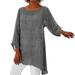 knqrhpse Long Sleeve Shirts For Women Womens Tops Women Plus Size Long Sleeve Irregular Hem Baggy Shirt Ladies Summer Tunic Tops Hoodies For Women Grey XL